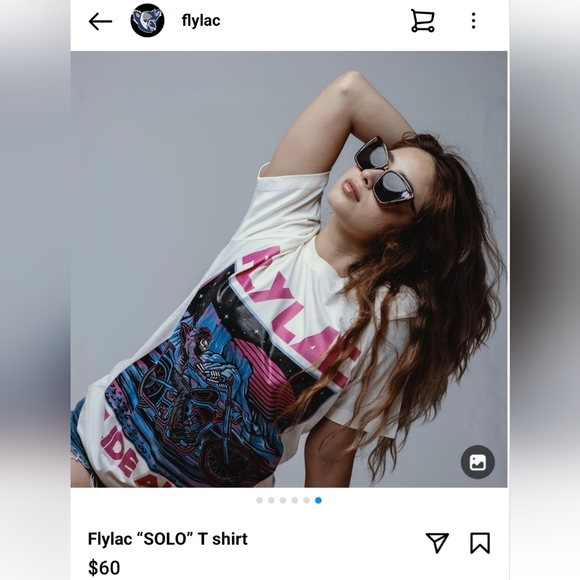 Flylac "Solo" Graphic White Cream Short Sleeve Crewneck Tee Shirt Size Small - Picture 7 of 7